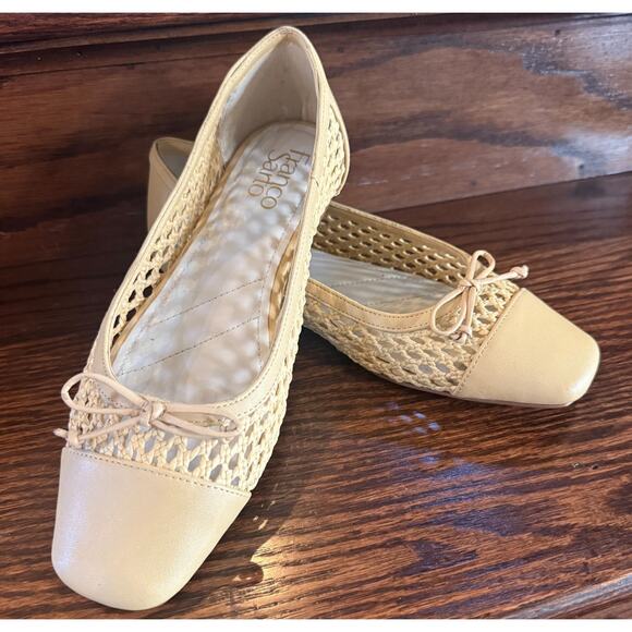 Franco Sarto Beige MYRA Woven Ballet Flats Square Toe BowWomen’s Shoes Size 7 - Picture 1 of 10